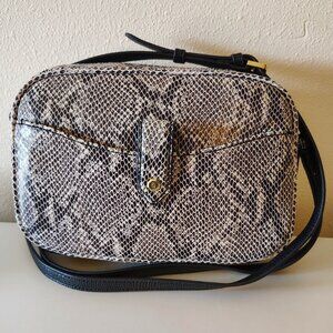 Genuine Leather Reptile Skin Print Gili Crossbody Squared Handbag Bag Purse